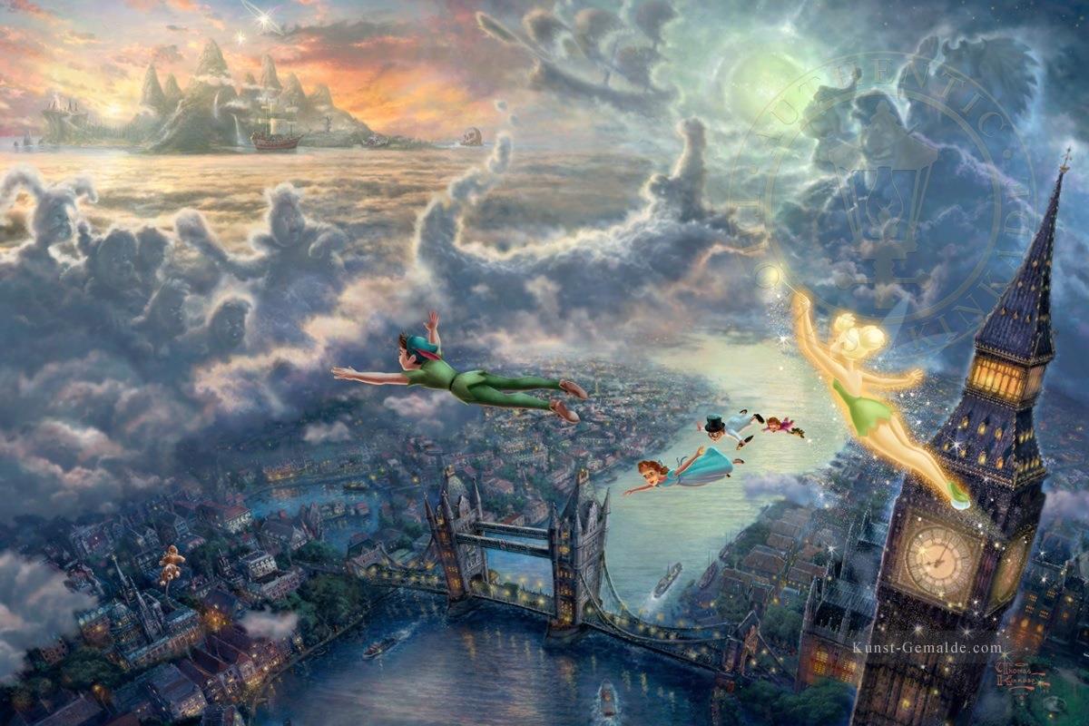 Tinker Bell and Peter Pan Fly to Neverland TK Disney Ölgemälde